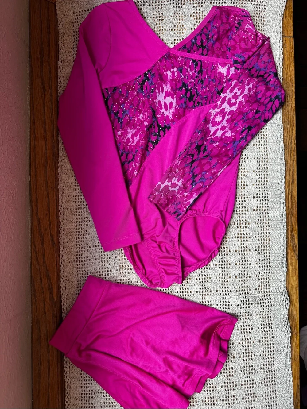 Danskin Now Bright Fuchsia Long-Sleeve Leotard and Matching Skort